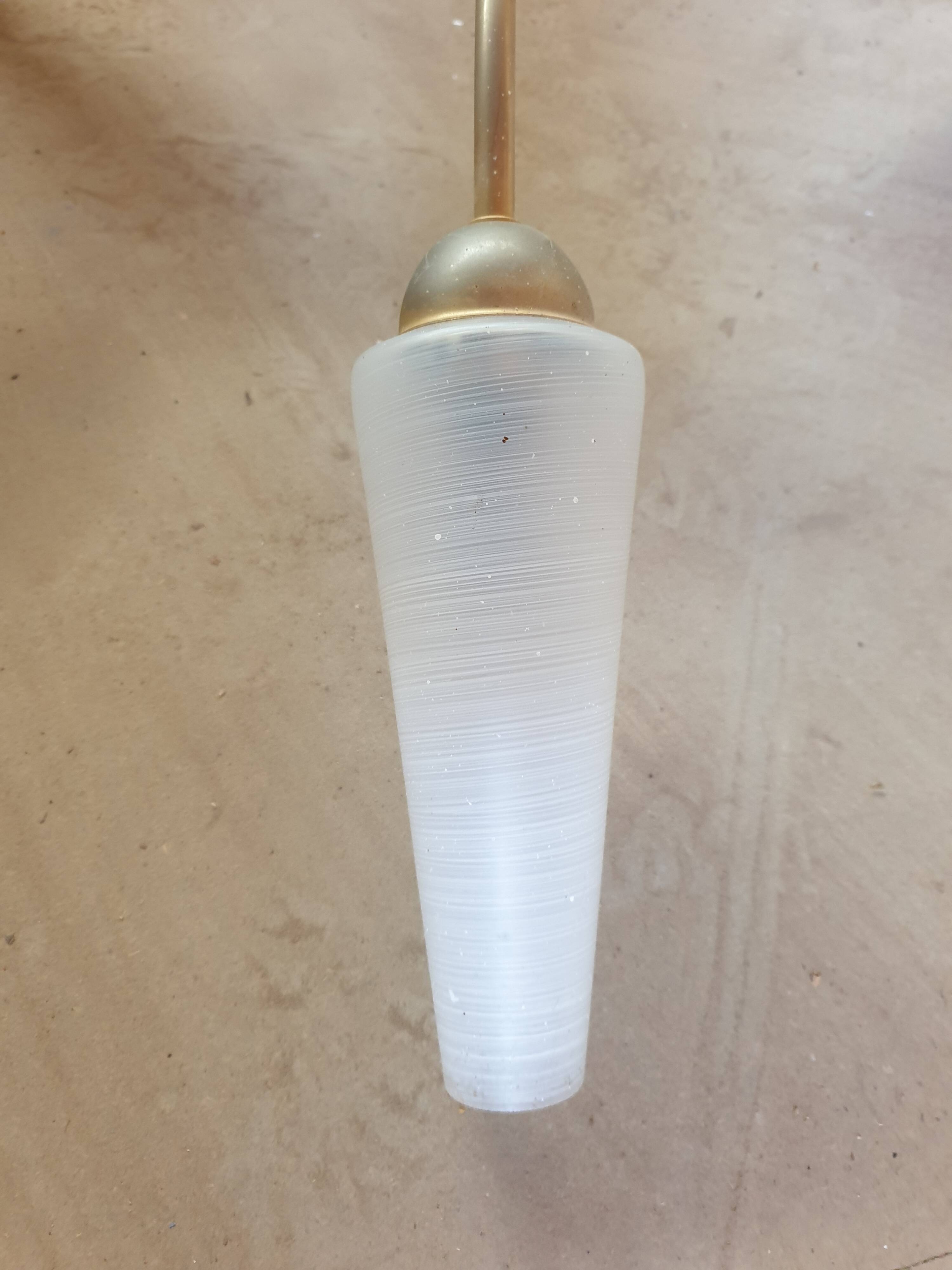 Pure art deco style chandelier with its 3 glass paste lamps