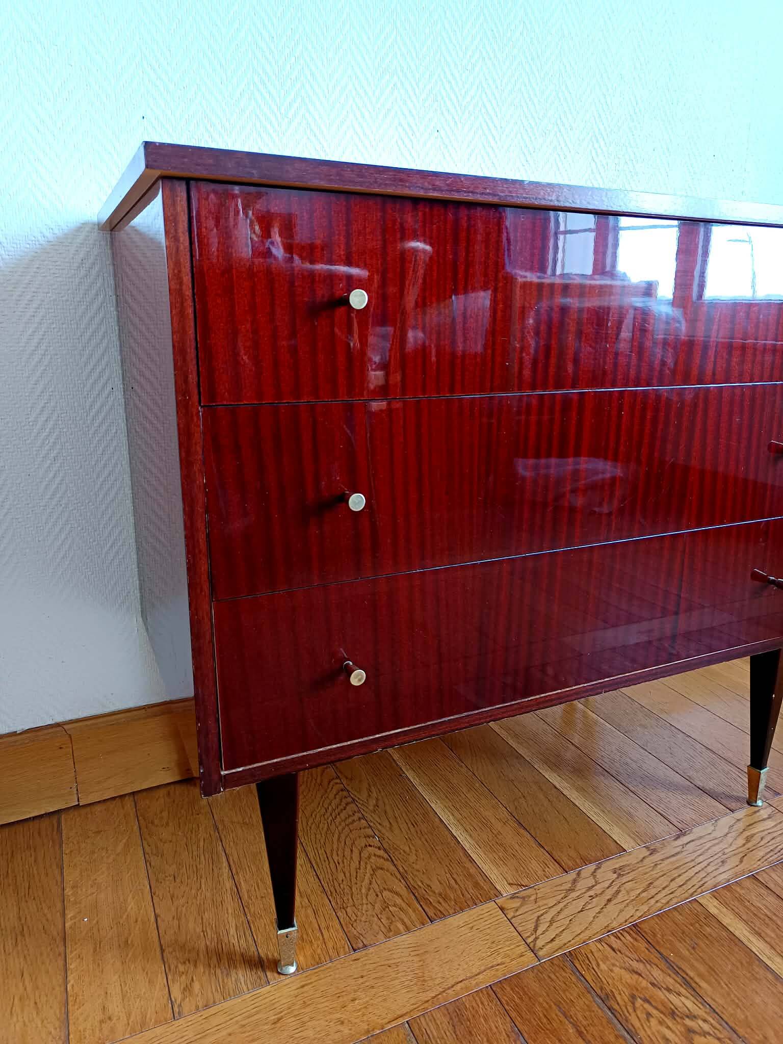 Vintage 1950s lacquered wooden dressing table