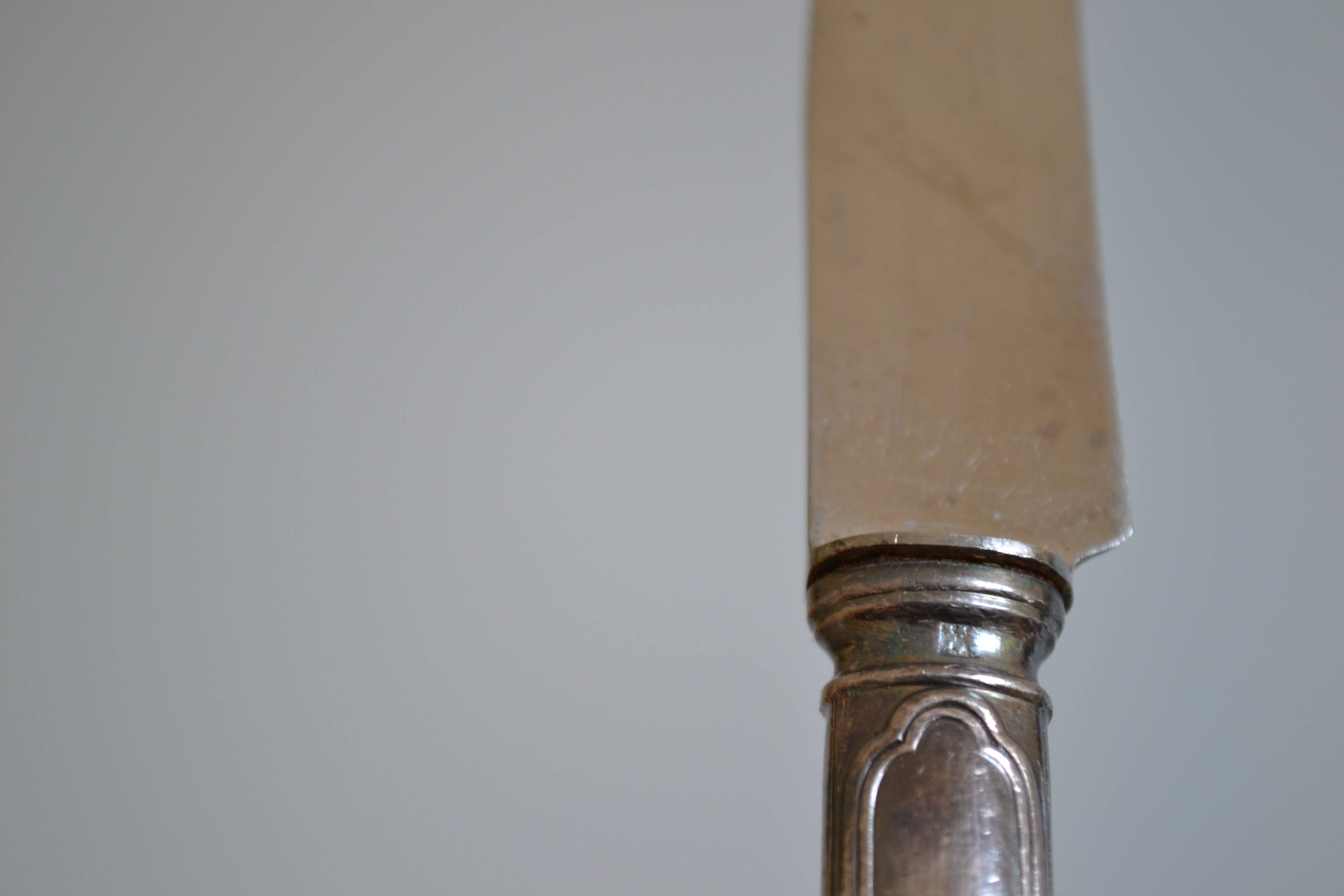 12 silver metal dessert or cheese knives