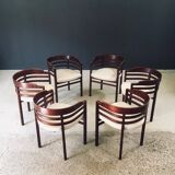Mid-Century Modern Curved Dining Chairs, Italy, 1970s, Set of 6