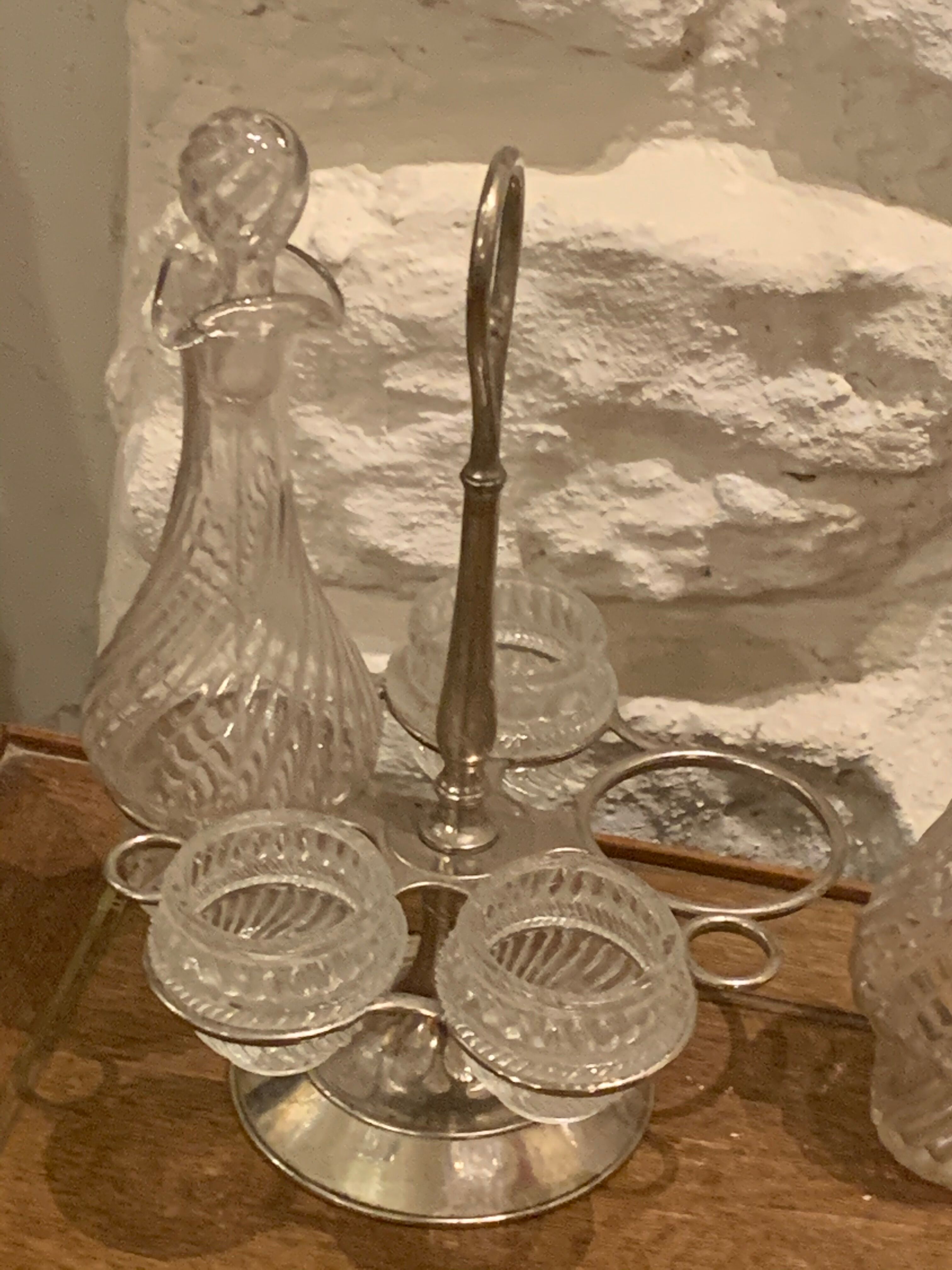 Full bottle bottles salt, pepper, mustard, oil and vinegar art deco