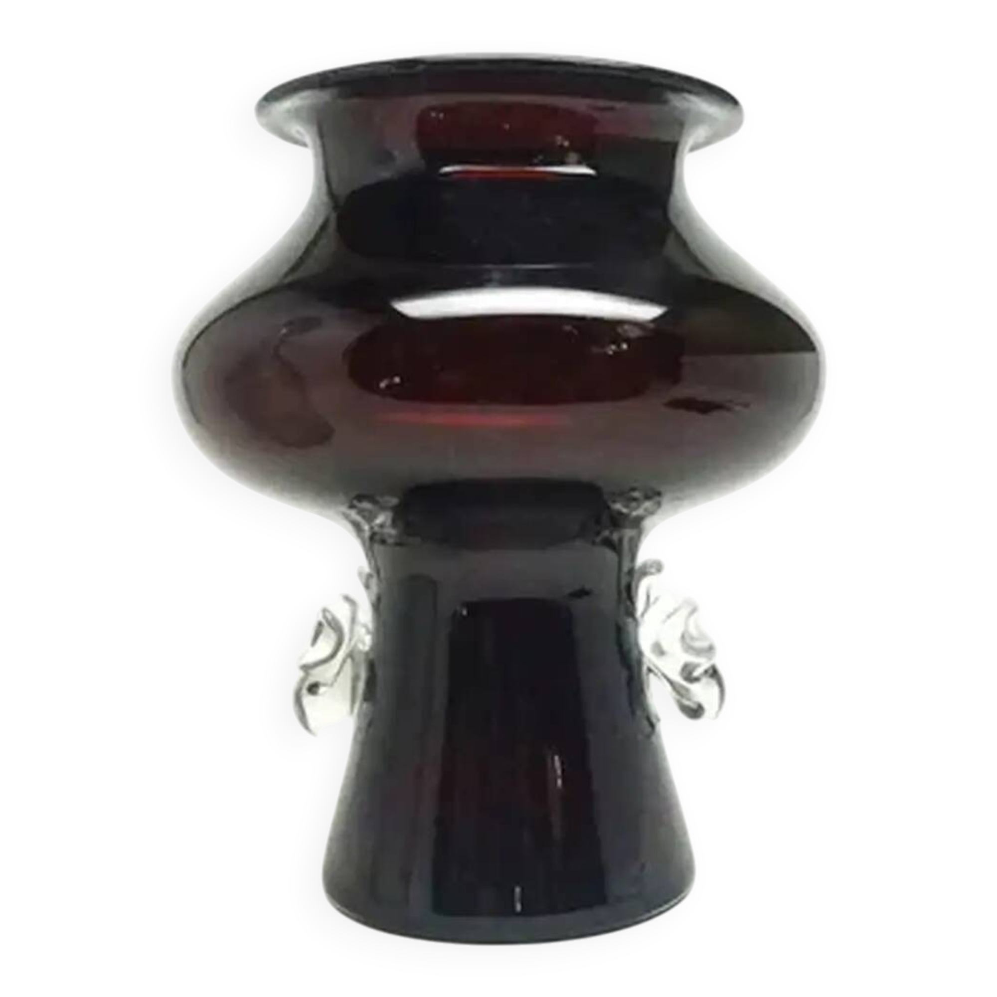 Vase, Polish modernism, burgundy glass, Poland, 1970s