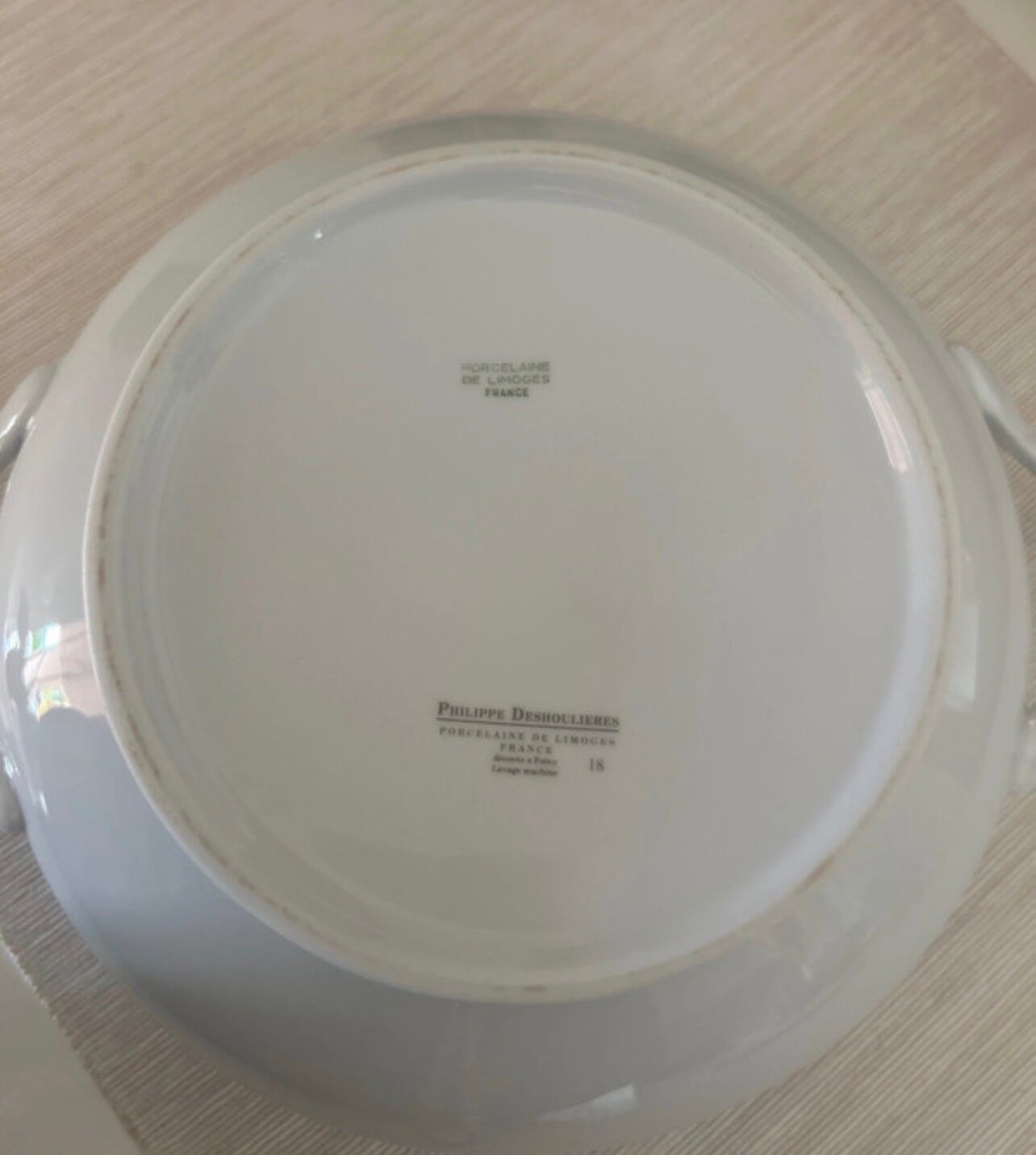 Limoges porcelain soup tureen signed Philippe Deshoulière.
