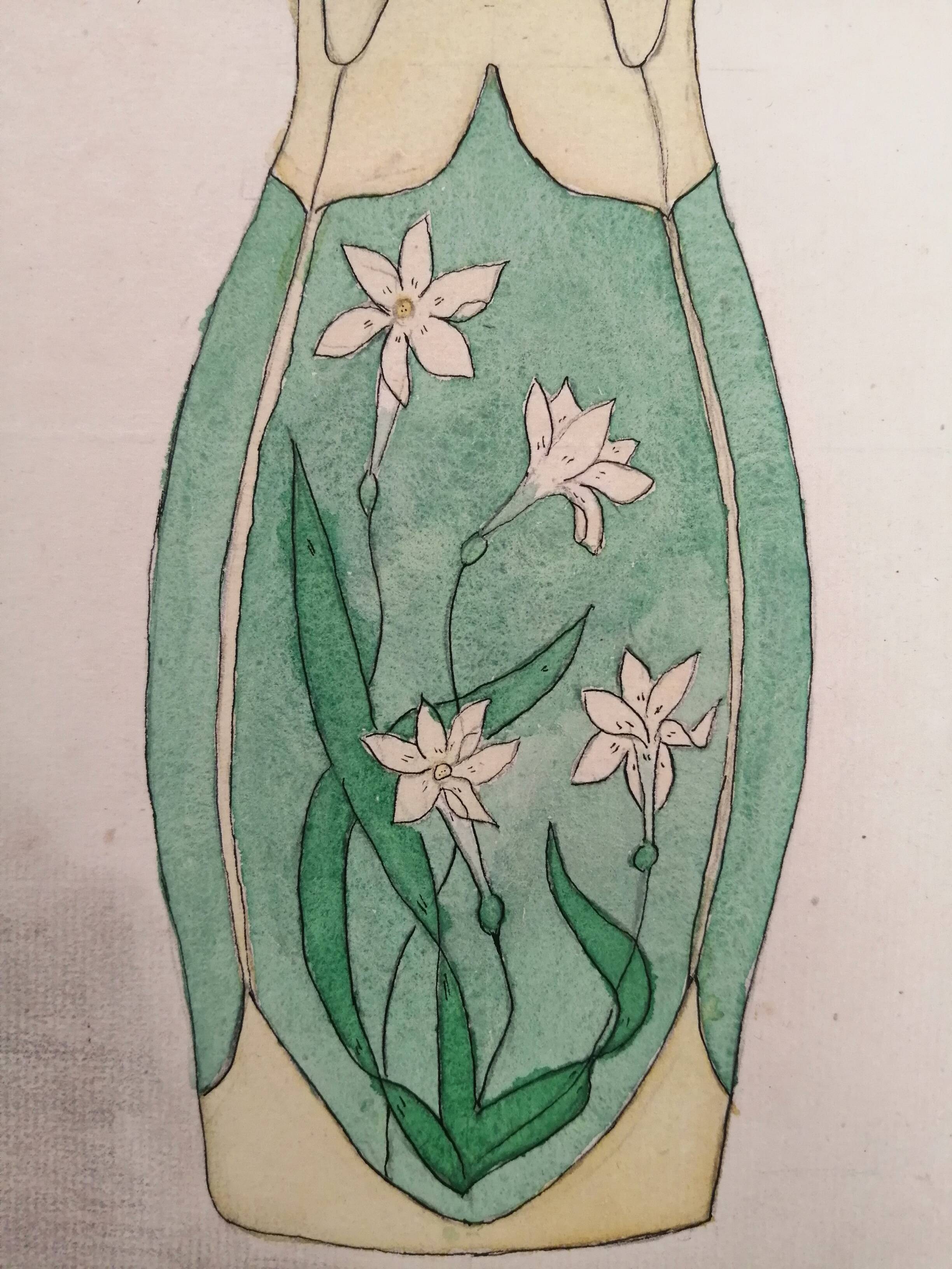 School drawing, study 20s "art nouveau vase"