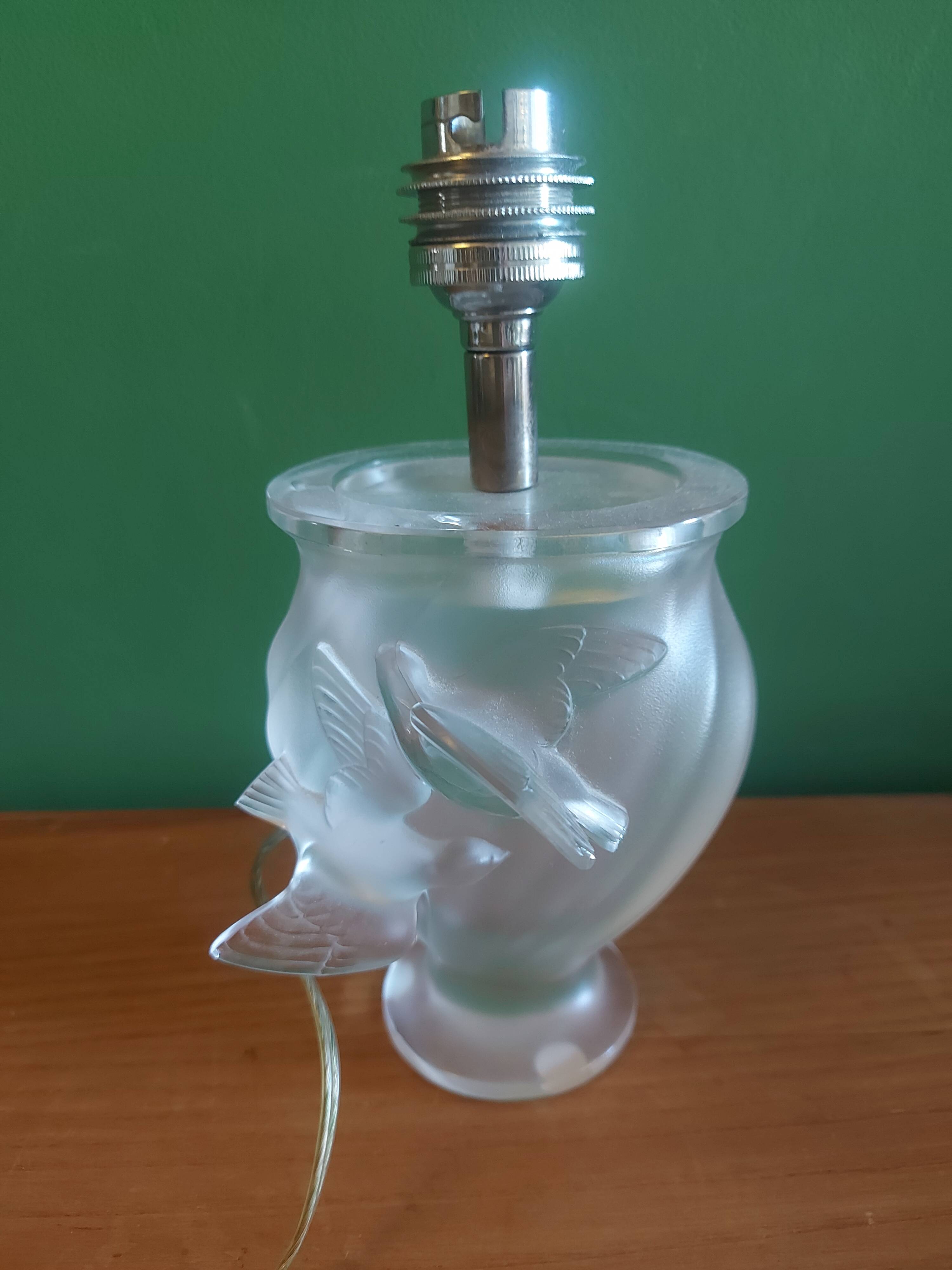 Lalique crystal lamp foot, doves