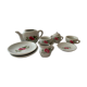 Miniature tea set with pink flowers for children