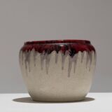 Cache-pot en faïence fine craquelée, orchies, 1930s