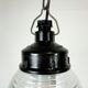 Industrial bakelite pendant light with ribbed glass, 1970s
