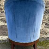Toad armchair, blue velvet, vintage, 1950s
