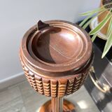 Vintage carved wooden pedestal ashtray