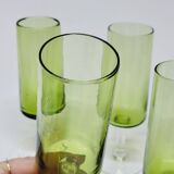 5 flûtes à champagne en verre soufflé vert