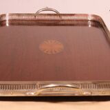 19th century silver-plated metal and mahogany tray