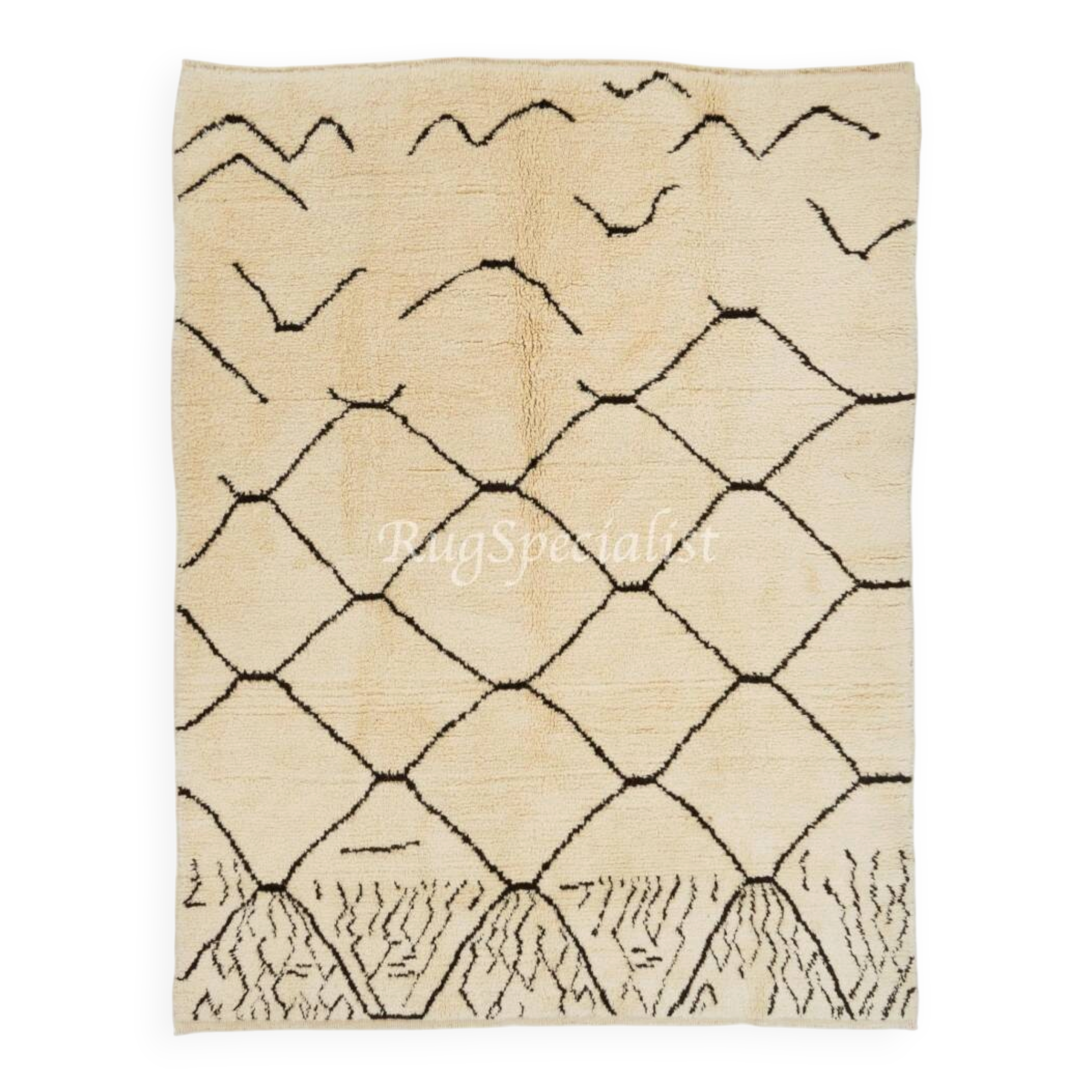 "Freedom" Moroccan Rug, 100% Natural Un-Dyed Wool, Modern Hand Knotted Tulu Carpet