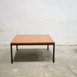 Vintage square modernist coffee table in teak and metal