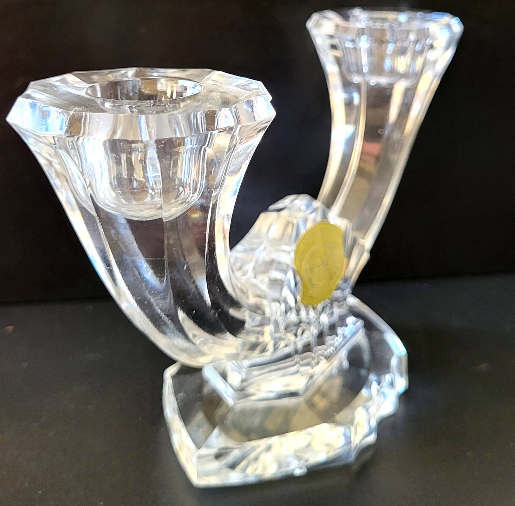 Val Saint Lambert Cristal "Impérial" 2 Bougeoirs Art-déco