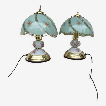 Pair Tiffany touch lamp
