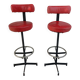 pair of high stools, leather, vintage, industrial
