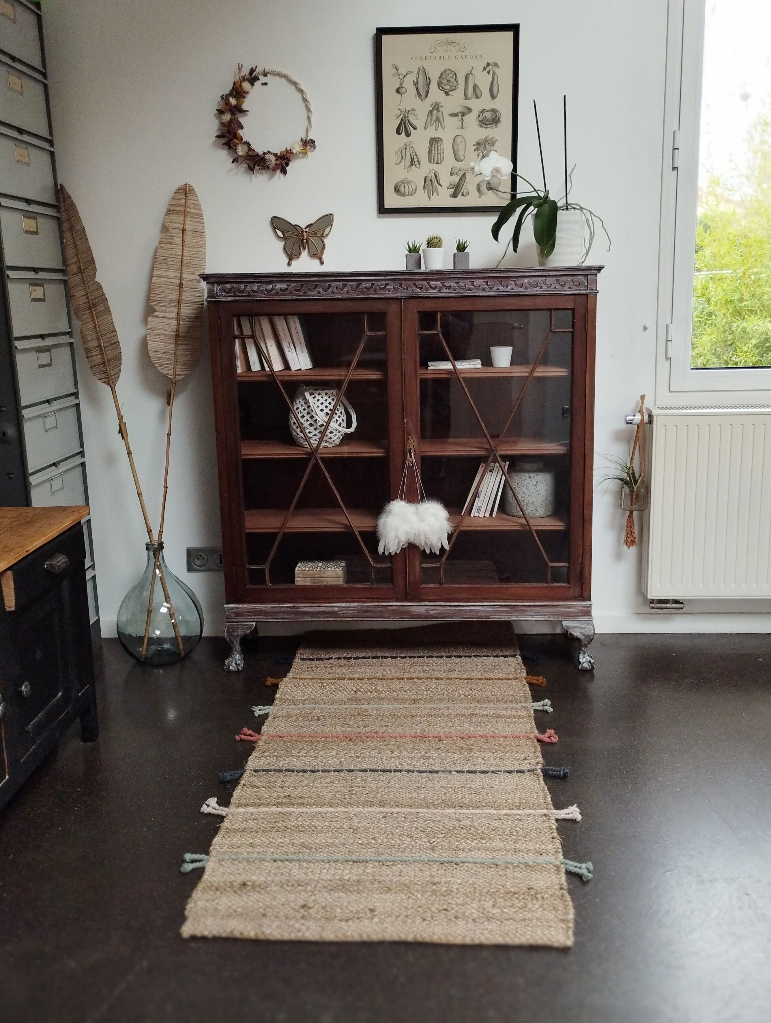 English style glazed bookcase cabinet
