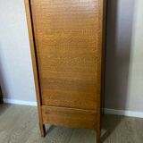 Vintage wooden curtain column storage unit