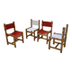 Set of 4 80s colored pine chairs
