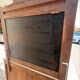 Solid oak chest of drawers with a marble top and original mirror.