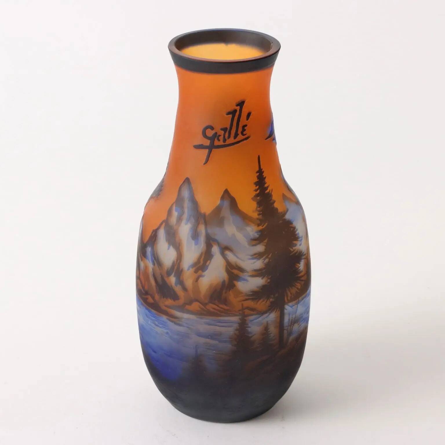 Vintage style Gallé '900 multicoloured decorative glass vase