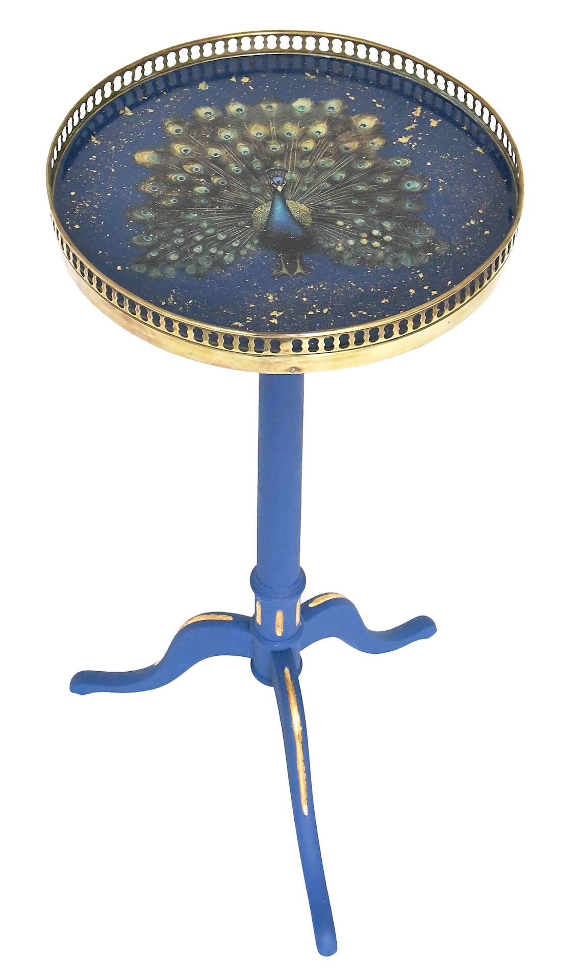Louis XVI style guéridon decorated with a peacock.