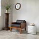 Modernist armchair in exotic wood and leather