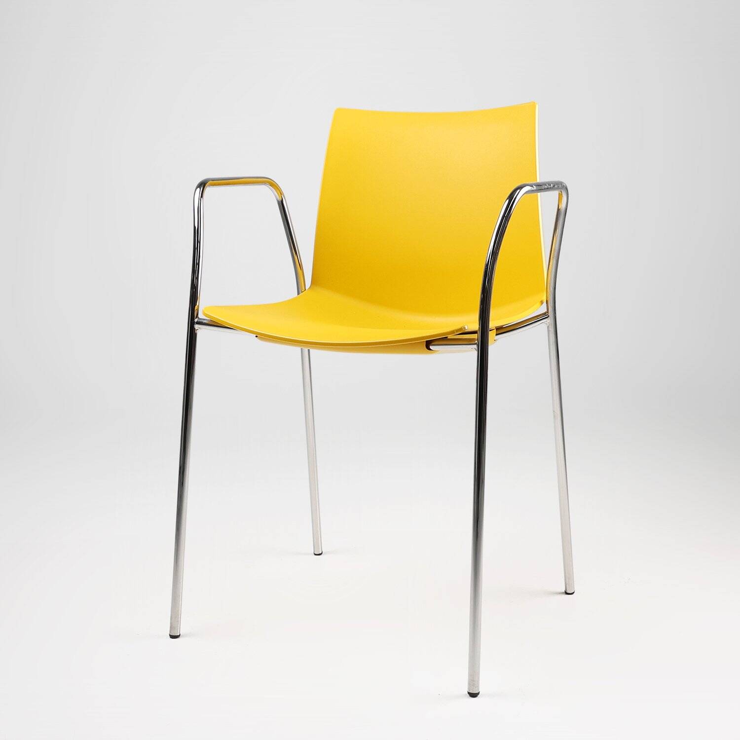 Mid-Century Yellow Chair with Metal Frame and Plastic Seat, Belgium