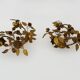 Pair of 3-light gold leaf and flower wall lights, Italy, 1970s-80s