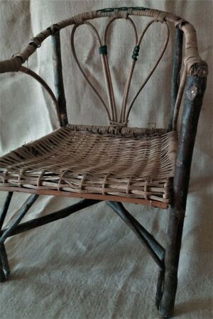 fauteuil D'enfant Vintage Rotin Et bois
