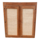 Armoire basse en bois brut et raphia tressé