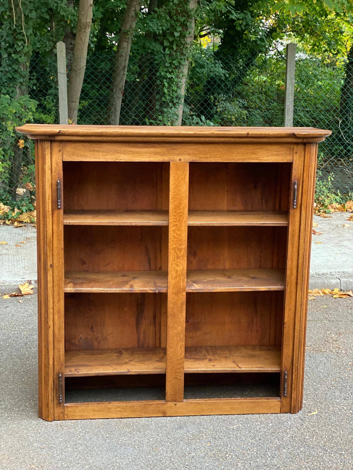 Vintage solid oak bookcase from the 18th century