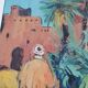 Gouache on paper, character in Morocco, Mohamed Bouafia