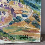 Gordes, village in the Luberon, oil on canvas signed Gisèle Renaut