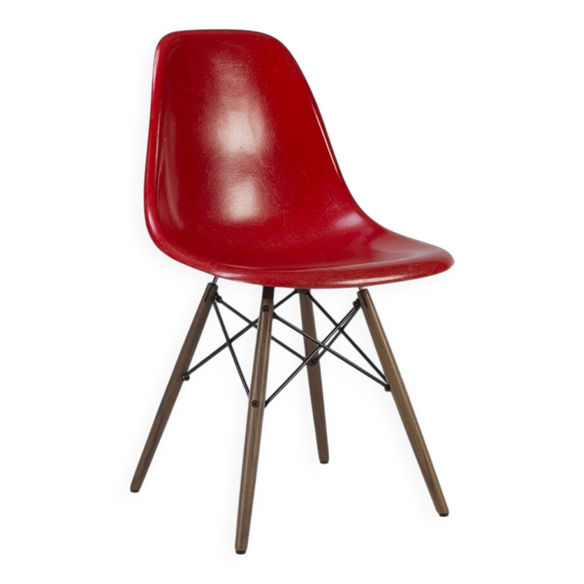 Red Herman Miller Original Eames DSW Dining Side Shell Chair