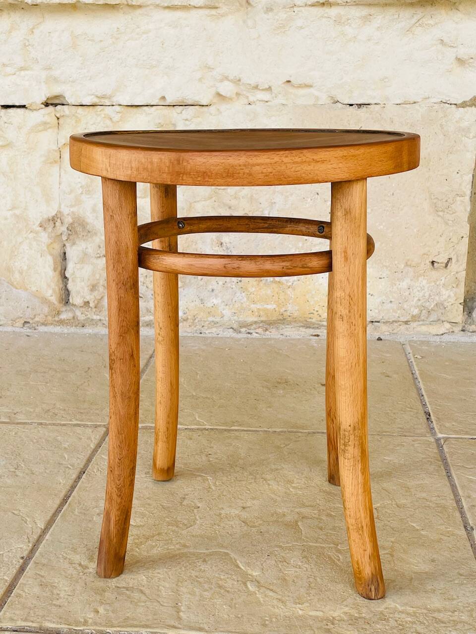 Curved wooden stool by Thonet for FMG Poland, 1930