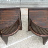 Pair of macassar art deco bedside tables