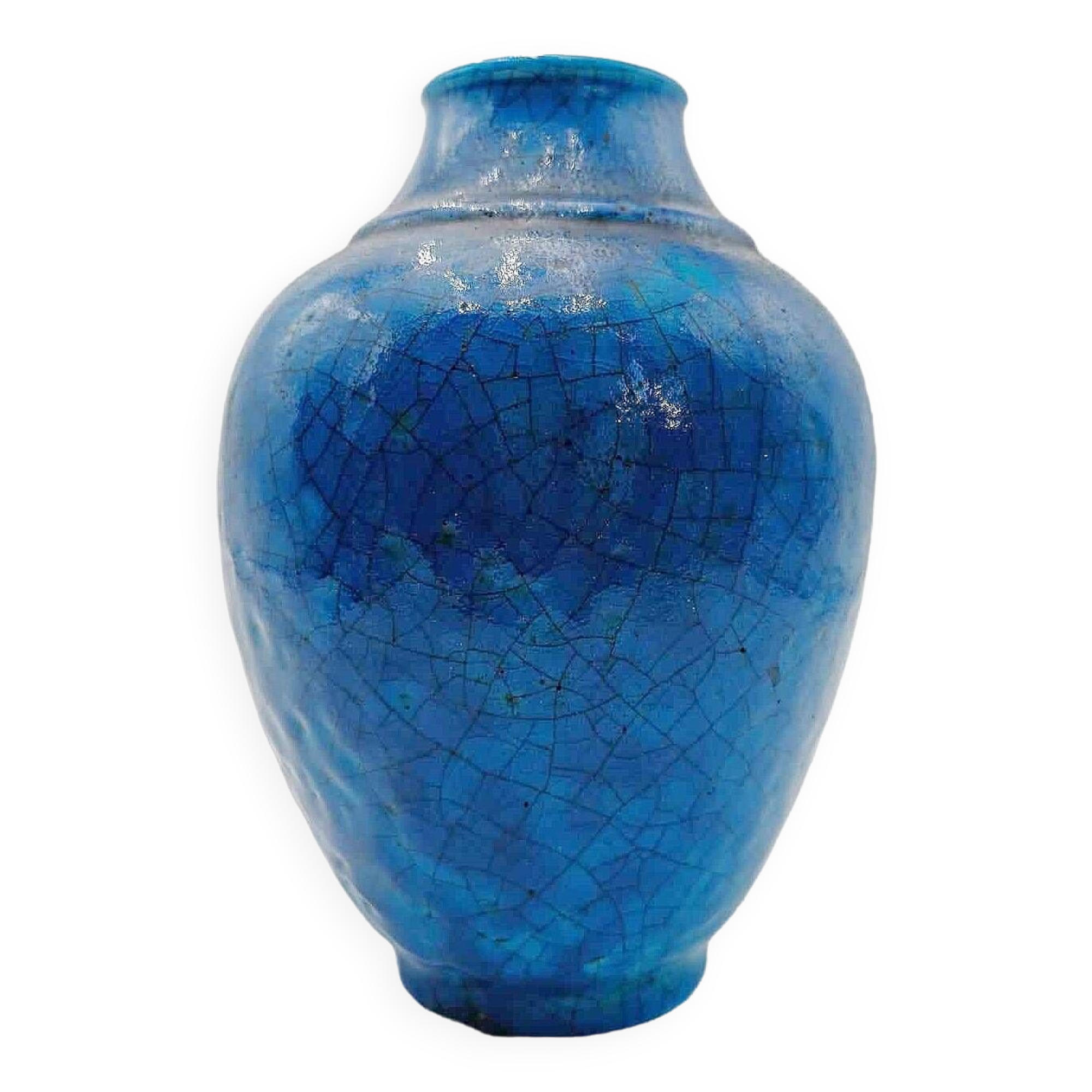 Blue ceramic vase by Edmond Lachenal