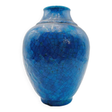 Blue ceramic vase by Edmond Lachenal