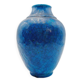 Blue ceramic vase by Edmond Lachenal