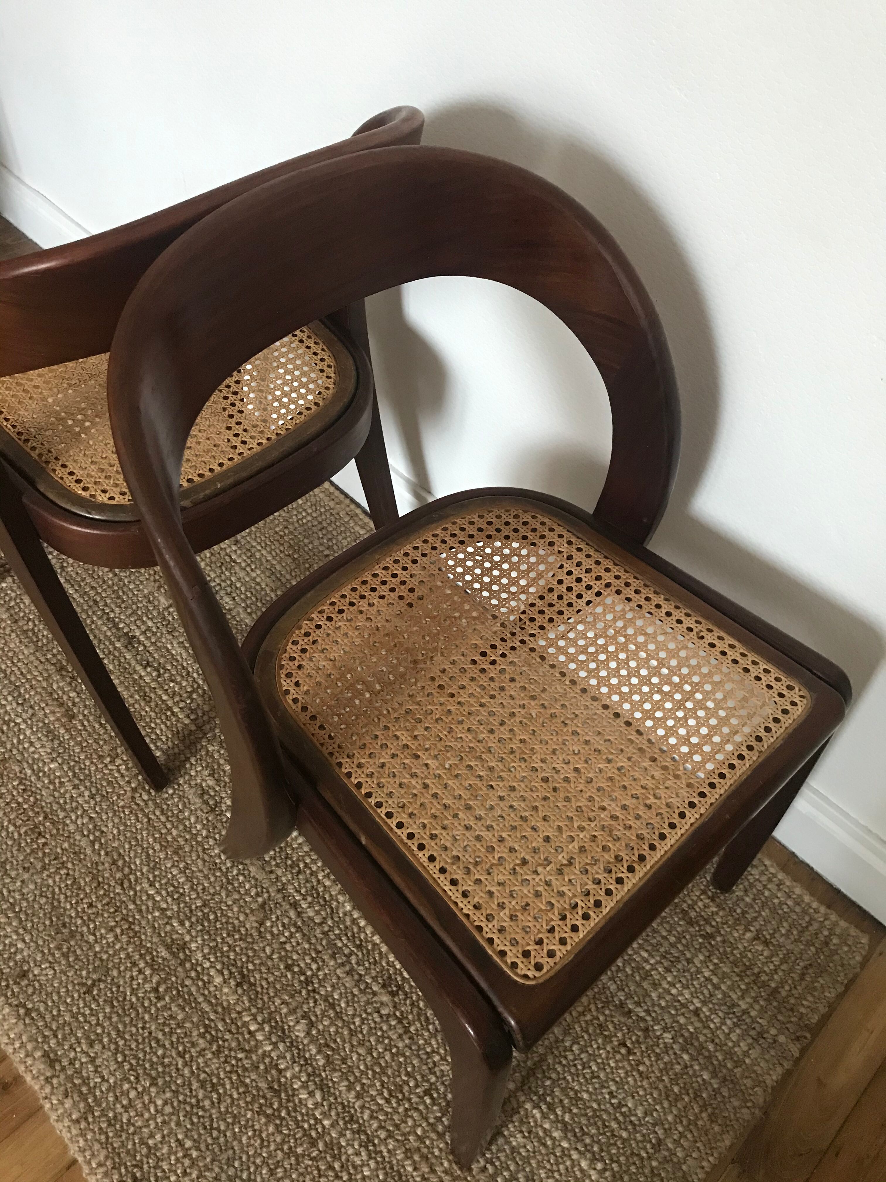 Pair of Baumann canne gondole chairs