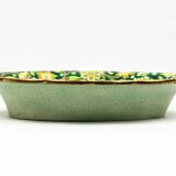 Longwy cup in cloisonné enamels on a green background, polychrome floral decoration and gold