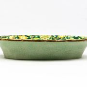 Longwy cup in cloisonné enamels on a green background, polychrome floral decoration and gold