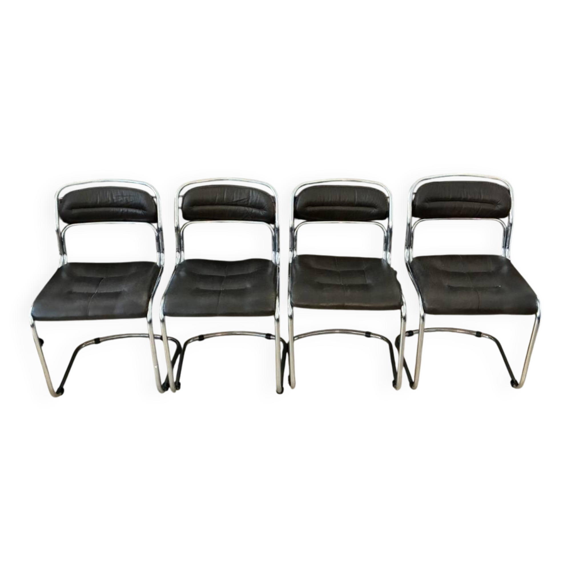 Set of 4 vintage 1970s chrome chairs – Rinaldi style