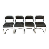 Lot de 4 Chaises vintage années 70 chromées – style Rinaldi