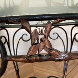 Table baroque en verre et fer forgé