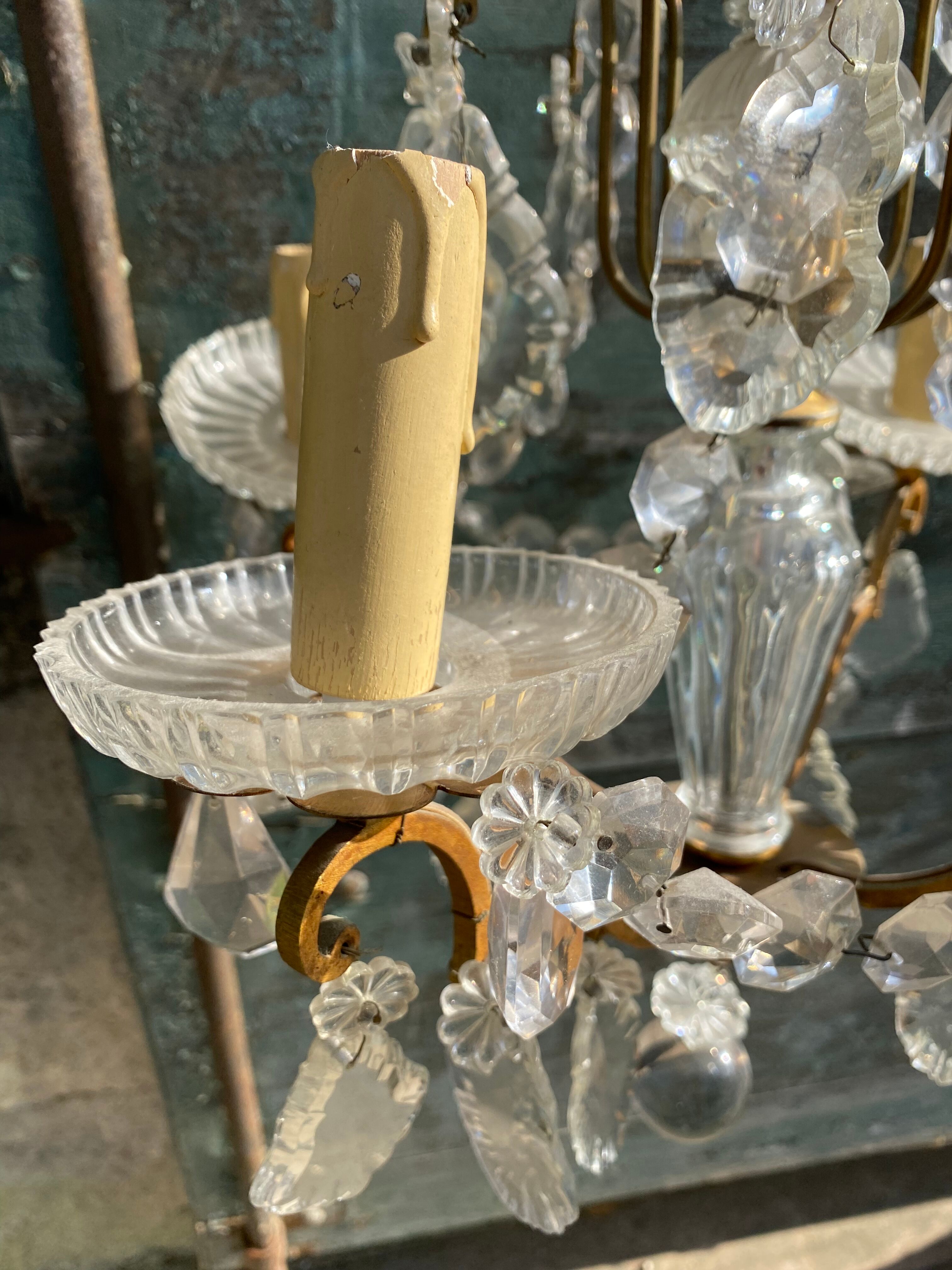 Chandelier with bronze and crystal grapevines