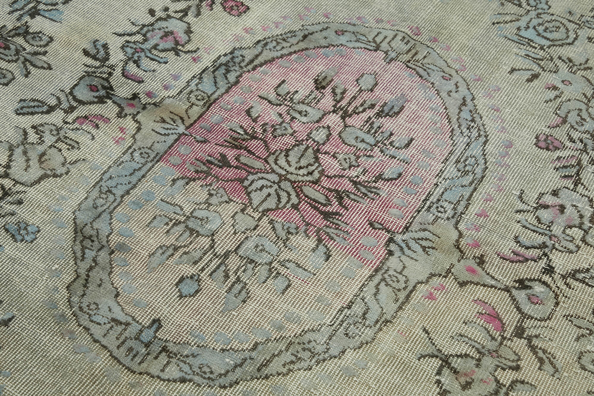 Handmade turkish 1970s 182 cm x 296 cm blue carpet