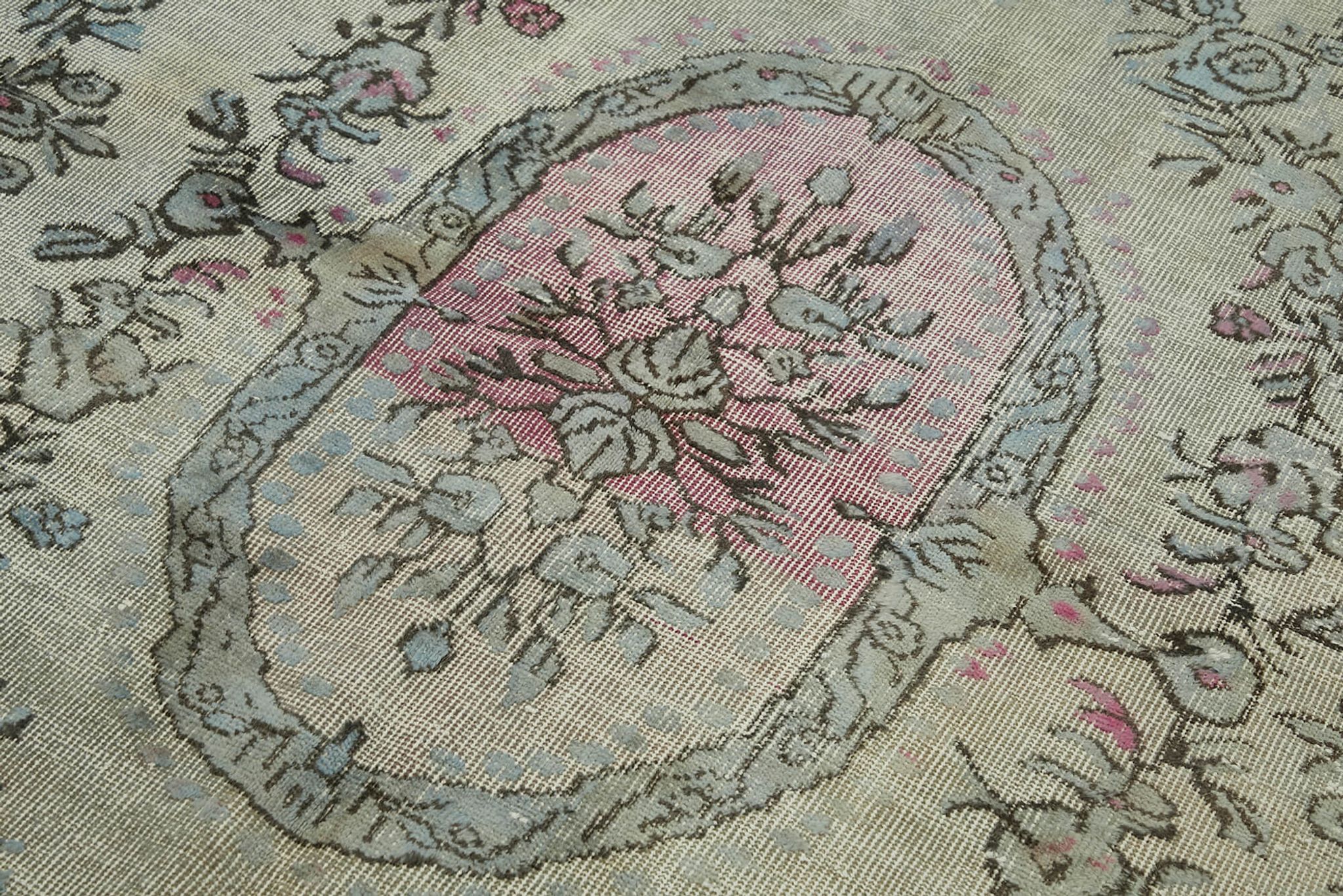 Handmade turkish 1970s 182 cm x 296 cm blue carpet